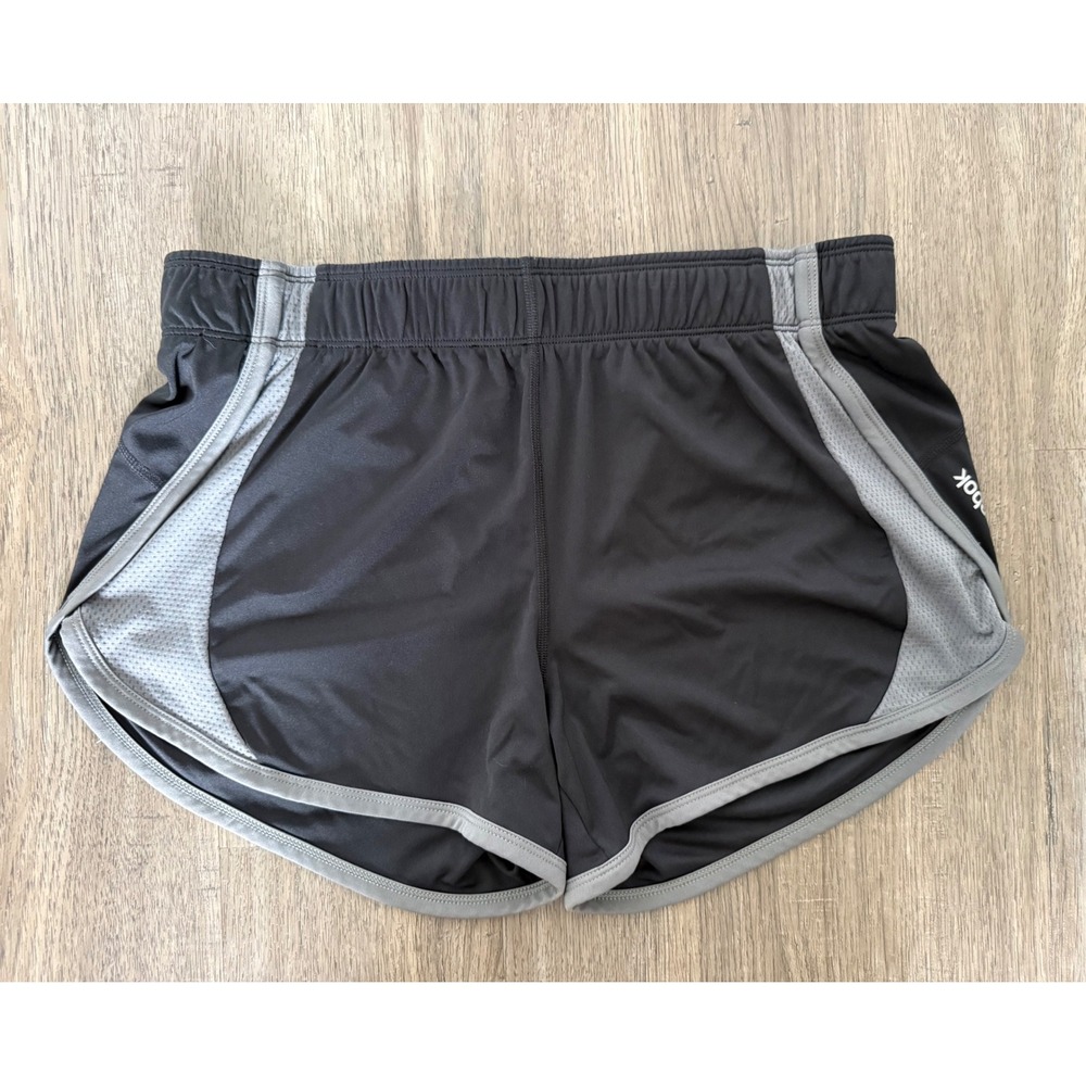 Reebok PlayDry Women's Running Shorts Black Gray Athletic Gym Size Medium